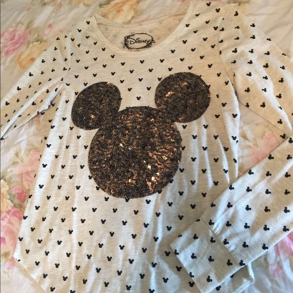 Mickey Mouse polkadotted top with sequins, sparkle